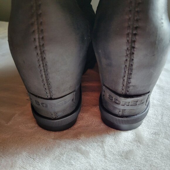 Sorel Joan Of Arctic Wedge II Black Waterproof Leather Lace-Up Boots Women SZ 7 - Picture 11 of 11